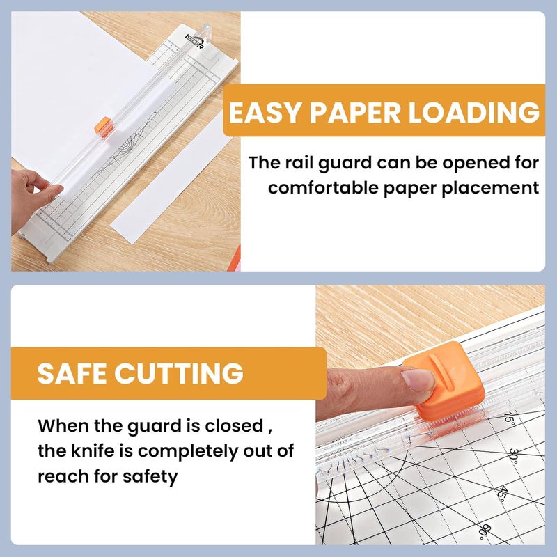 ISDIR A4 Paper Cutter 12 Inch Titanium Paper Trimmer Scrapbooking Tool with Automatic Security Safeguard for Craft Paper, Coupon, Label and Cardstock (White) - Image 5